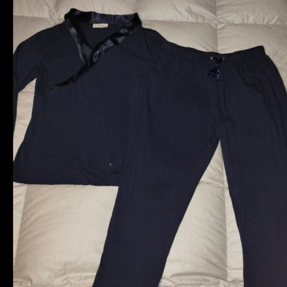 Temperley London Long Sleeve Tee With Satin Collar and Pants Set
